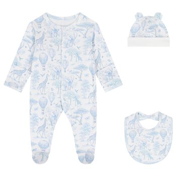 My Little Pie Baby Boys White & Blue Africa Babygrow Gift Set, 1 Baby Boys White & Blue Africa Babygrow Gift Set
