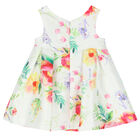 Younger Girls Ivory Floral Satin Dress, 1, hi-res