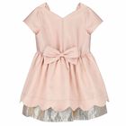 Girls Pink & Gold Bow Dress, 1, hi-res