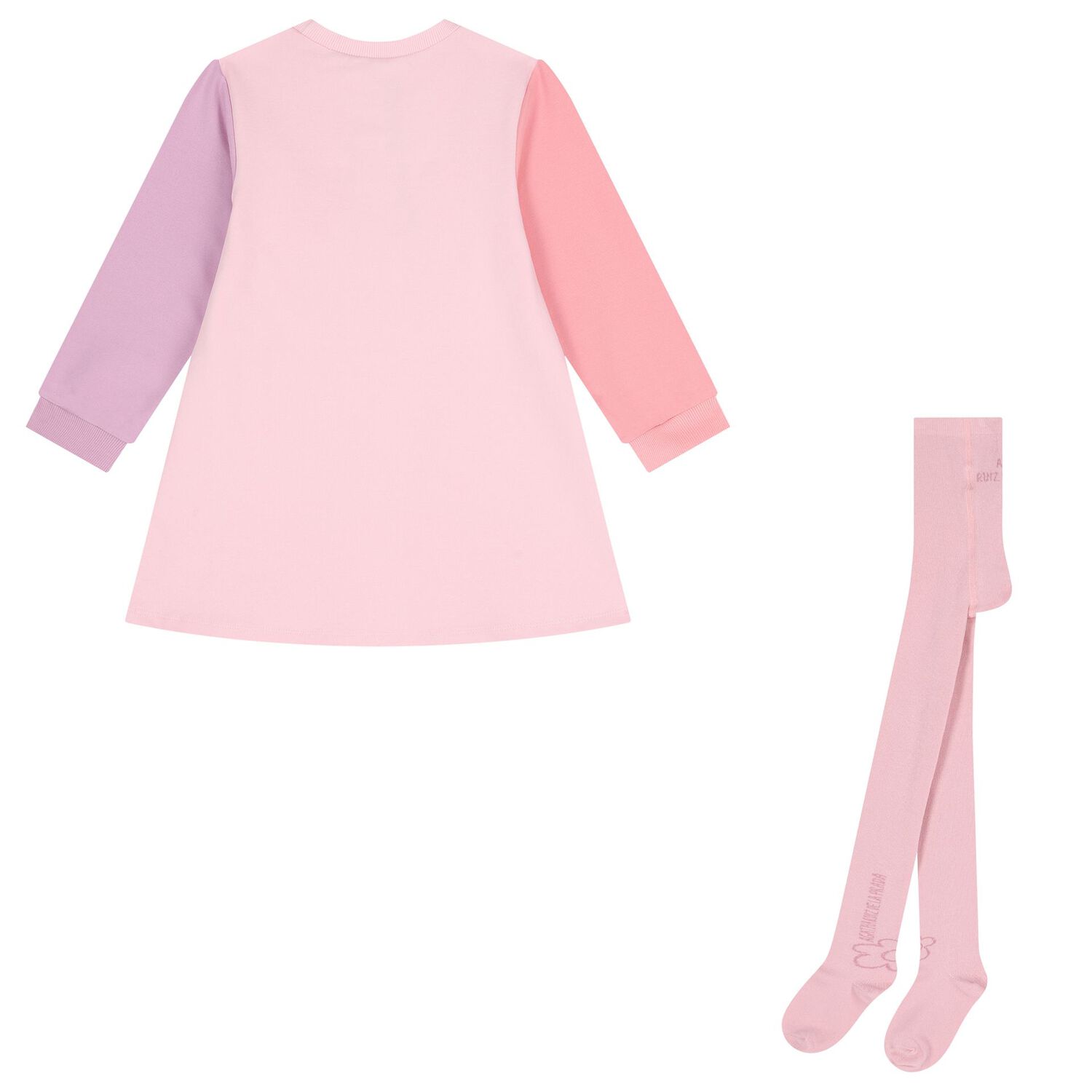 طقم فستان للبنات بشكل حقيبه باللون الوردى , 1, hi-res