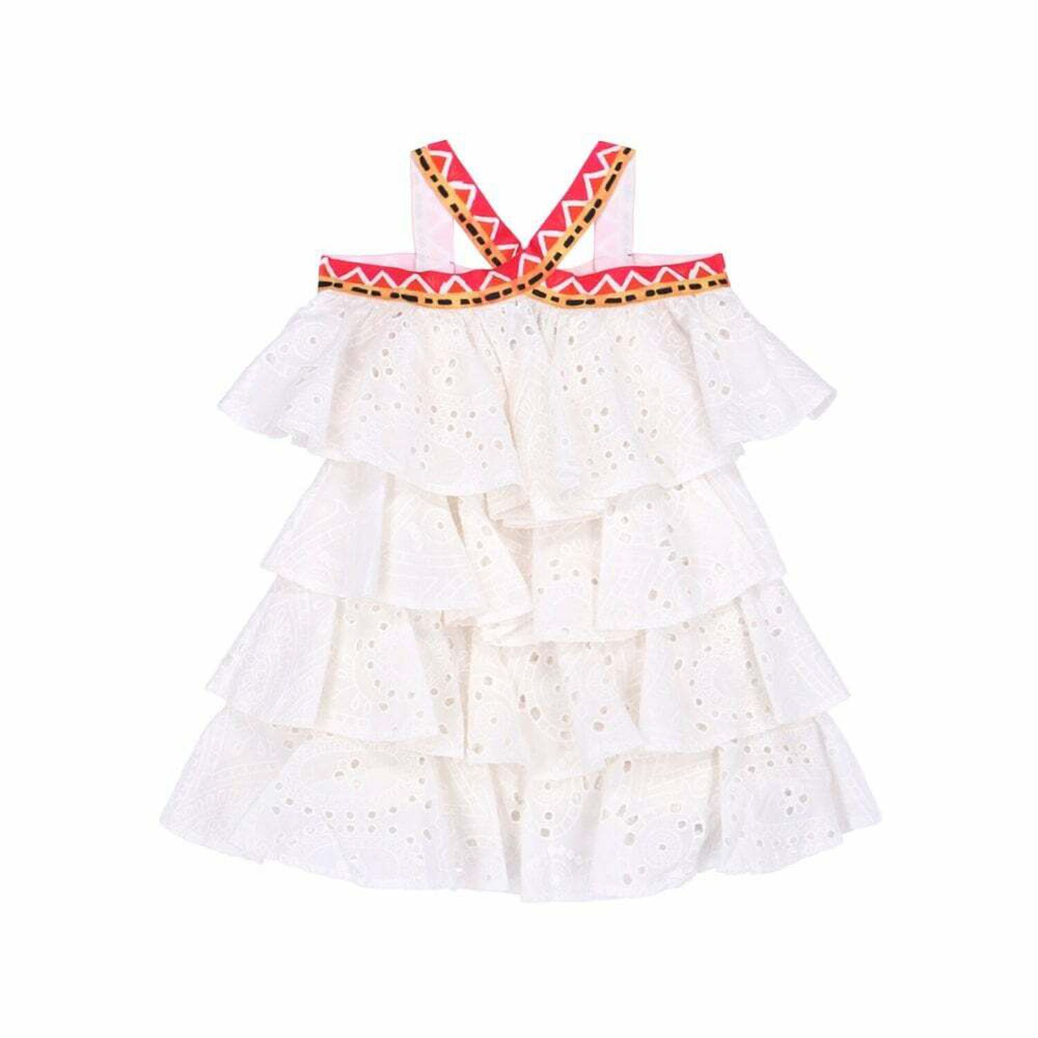 Girls White Cotton Dress, 1, hi-res