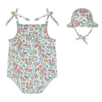 Baby Girls Green Floral Bodysuit Set