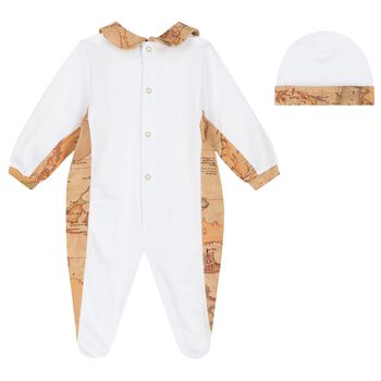 Navy Blue & Beige Geo Map Babygrow Set