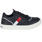 حذاء رياضي بالشعار باللون الكحلي للاولاد , 1, hi-res