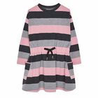Girls Pink & Grey Striped Dress, 1, hi-res
