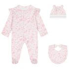 Baby Girls White & Pink Toile de Jouy Babygrow Set, 1, hi-res