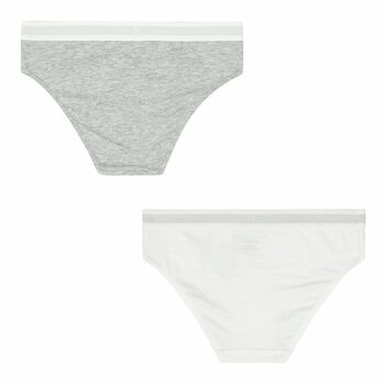 Girls White & Grey Logo Knickers (2-Pack)