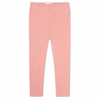 Girls Pink Logo Leggings