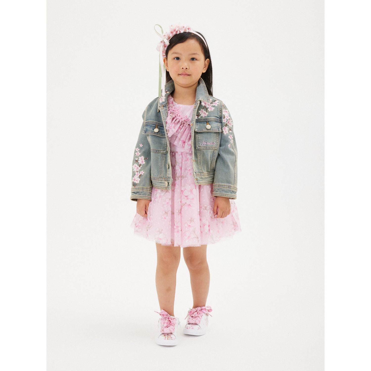 ربطة راس بنات بطبعة زهرة الكرز باللون الوردي , 1, hi-res