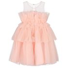 Girls Pink Ruffle Tulle Dress, 2, hi-res