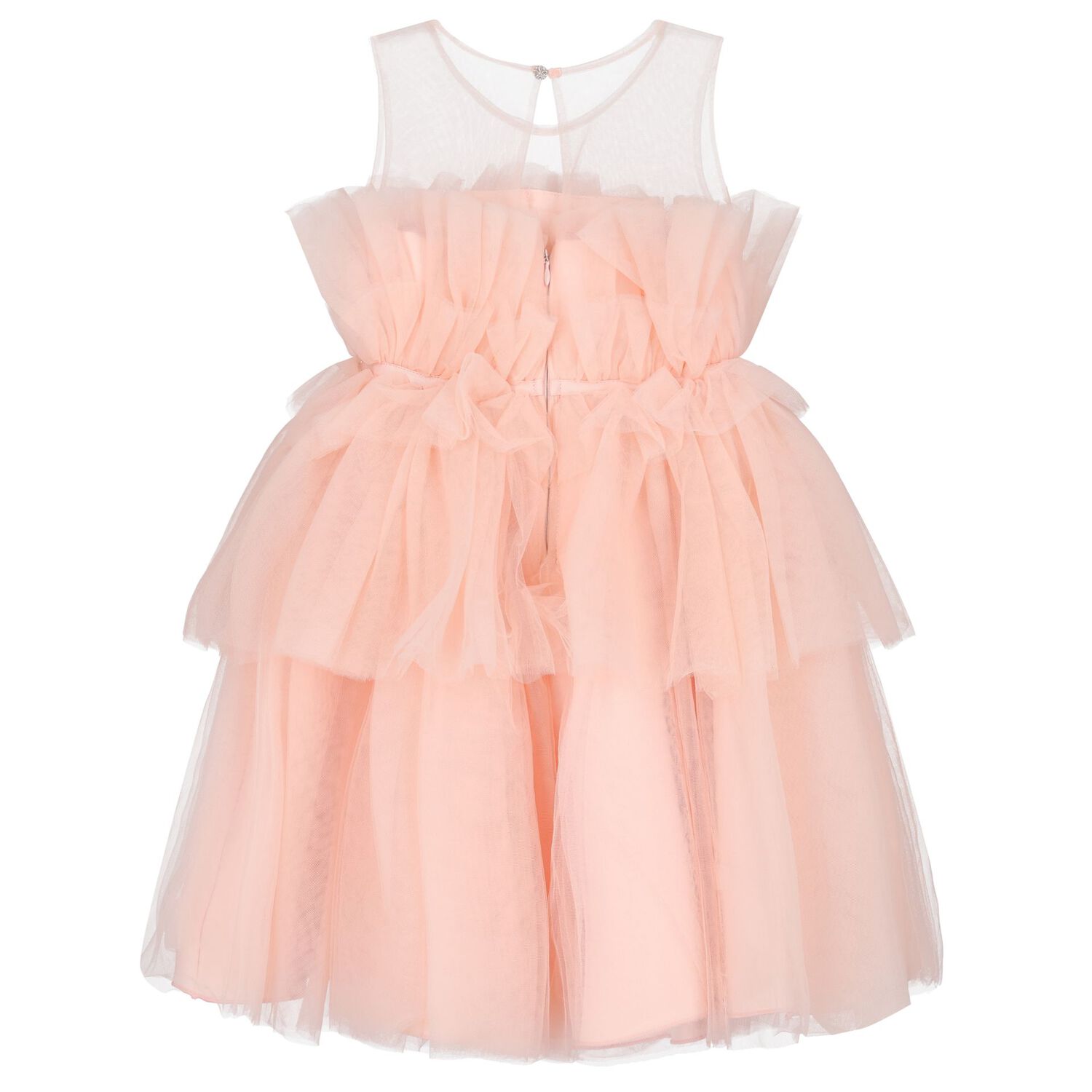 Girls Pink Ruffle Tulle Dress, 2, hi-res image number null