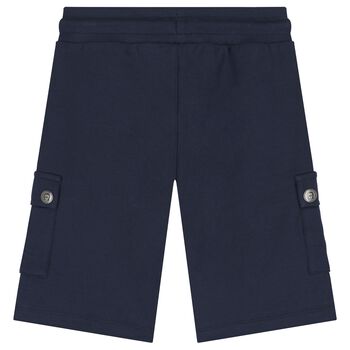 Boys Navy Blue Logo Shorts