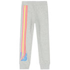 بدلة رياضية باللون الرمادي اللامع للبنات, 1, hi-res