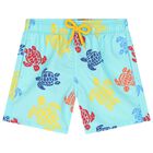 Boys Blue Turtle Swim Shorts, 1, hi-res