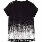 توب شبكى بالشعار باللون الاسود للبنات, 1, hi-res