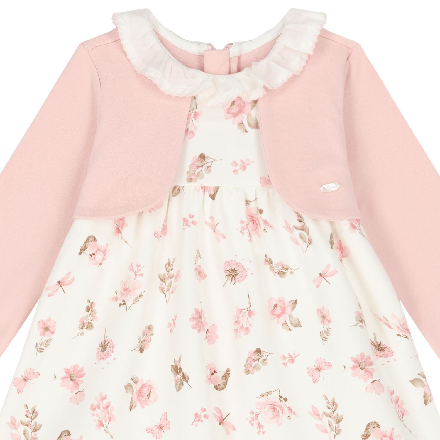 Baby Girls Pink & Ivory Floral Dress, 1, hi-res image number null