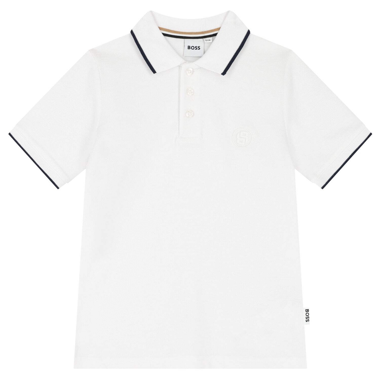 Boys White Logo Polo Shirt, 1, hi-res image number null