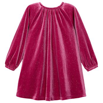 Girls Pink Sparkly Velour Dress