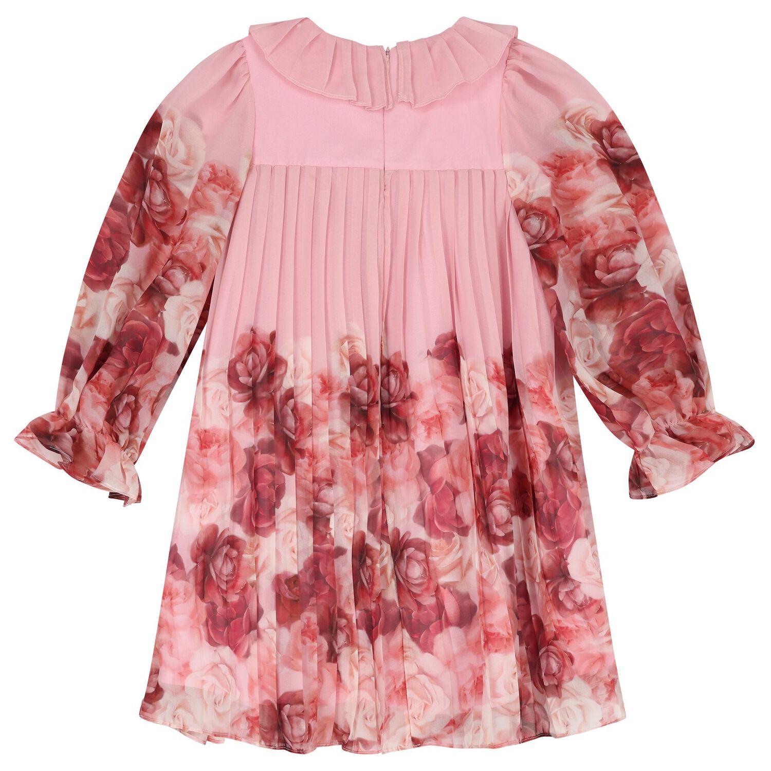 Girls Pink Floral Chiffon Dress, 1, hi-res image number null