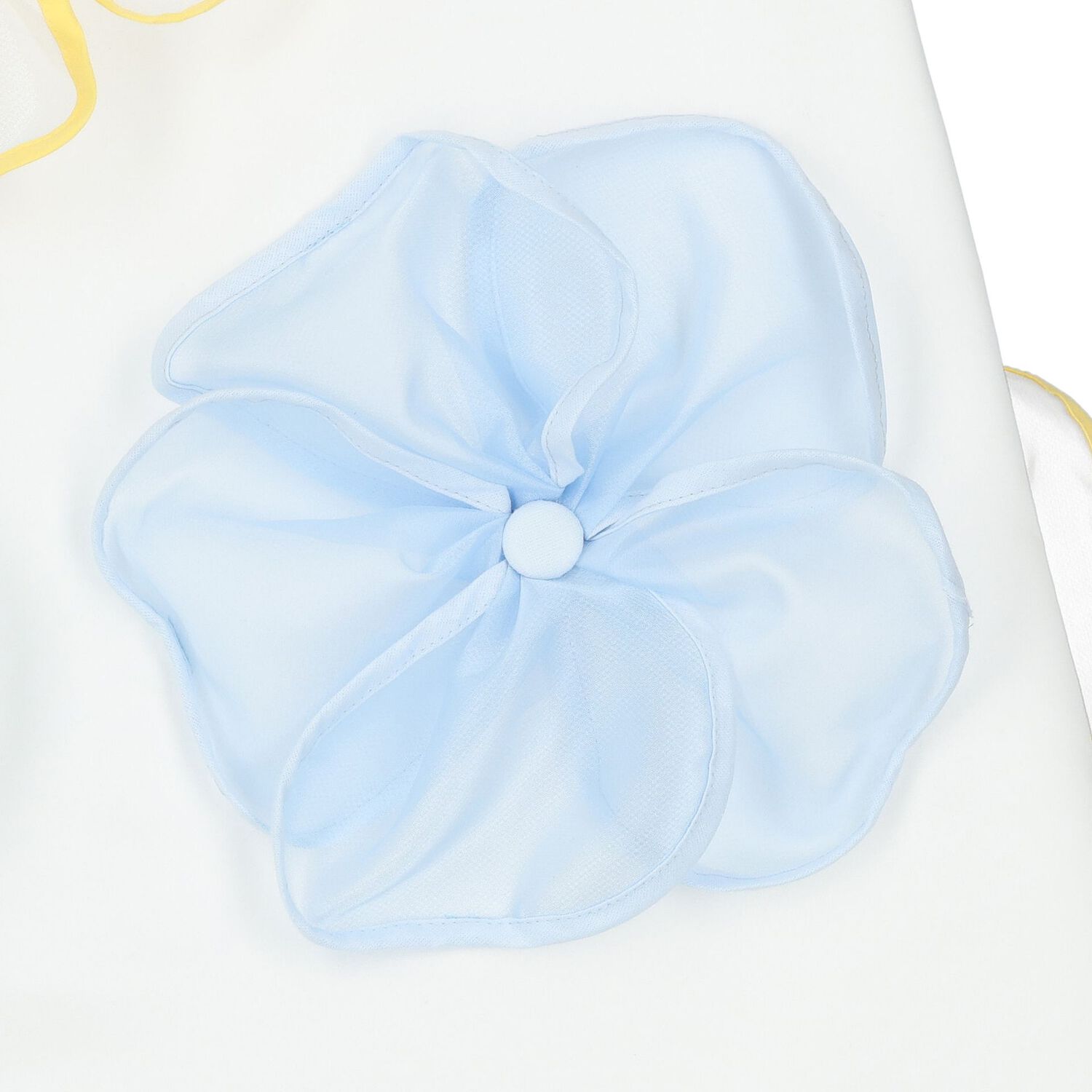 Girls White Flower Satin Dress, 1, hi-res