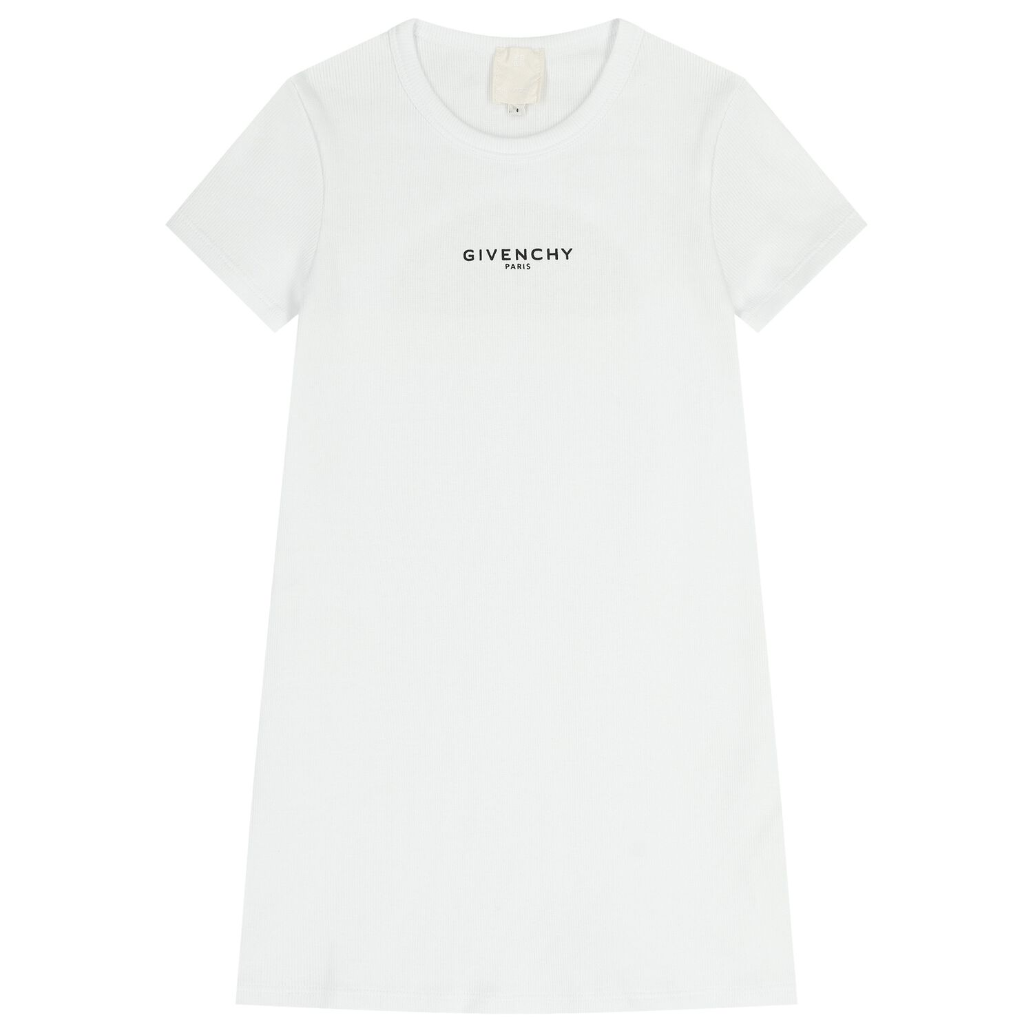 Girls White Logo Ribbed Dress, 1, hi-res