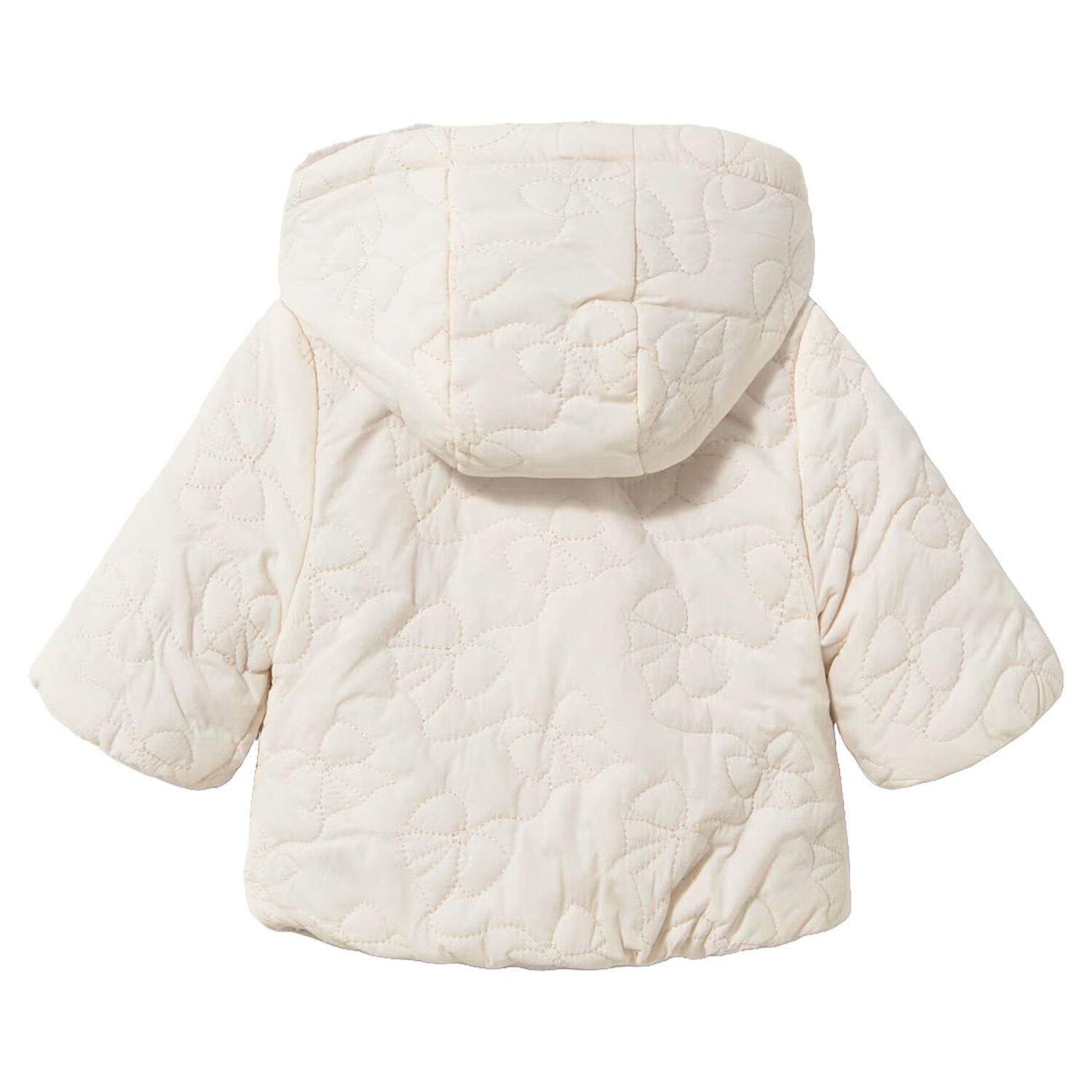 Baby Girls Ivory & Beige Bow Reversible Jacket, 1, hi-res