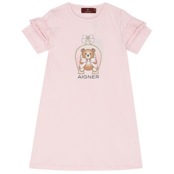 Girls Pink Bear Logo Dress