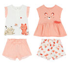 طقم شورت بطبعة باللون الأبيض والزهري للبنات ( قطعتين), 1, hi-res