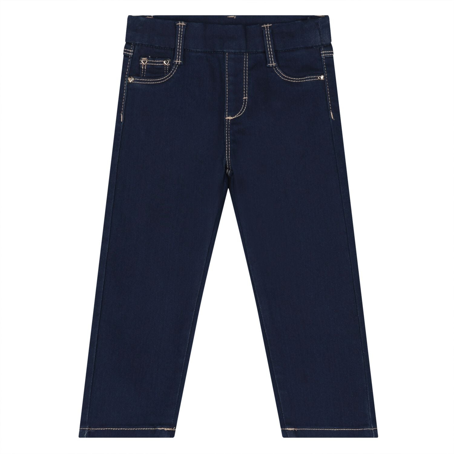 Younger Girls Navy Blue Denim Jeans, 1, hi-res