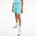 Boys Turquoise Blue Logo Organic Cotton Shorts, 2, hi-res