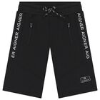 Boys Black Logo Shorts, 1, hi-res
