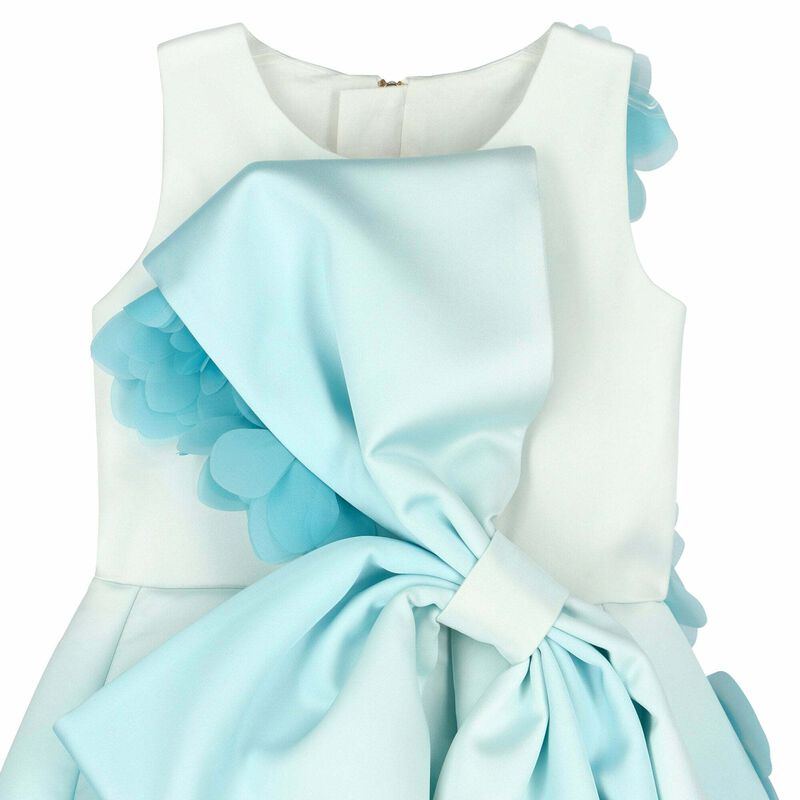Girls Blue Satin & Tulle Dress, 2, hi-res image number null