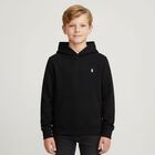 Boys Black Logo Hooded Top, 1, hi-res