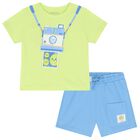 Younger Boys Green & Blue Shorts Set, 1, hi-res