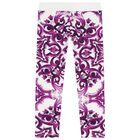 Girls White & Purple Majolica Leggings, 2, hi-res