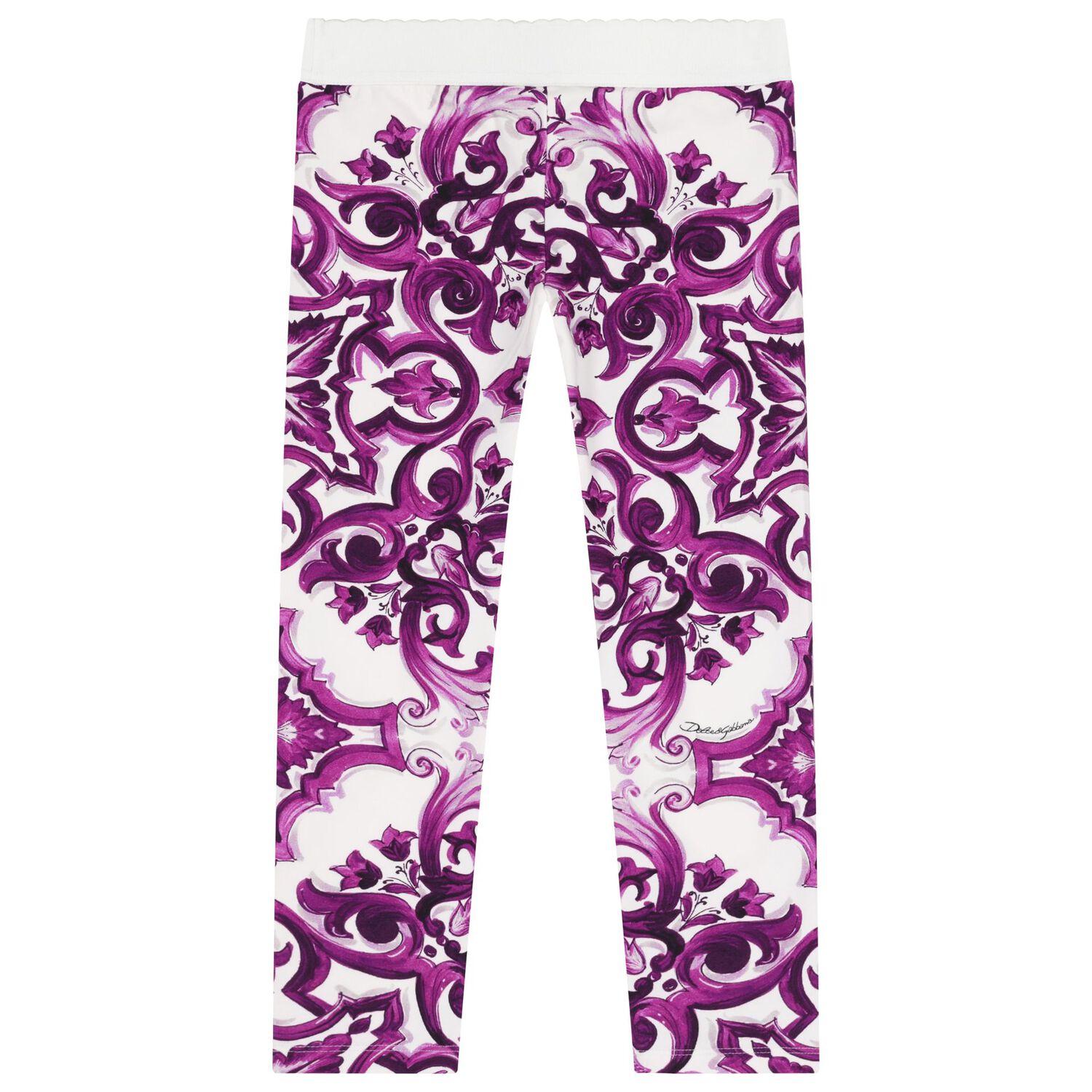 Girls White & Purple Majolica Leggings, 2, hi-res image number null