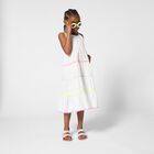Girls White Tiered Dress, 1, hi-res