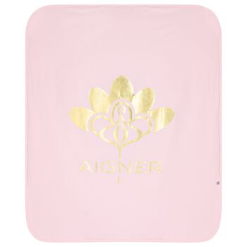 Baby Girls Pink & Gold Logo Blanket