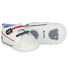 حذاء قبل المشي بالشعار باللون الأبيض للأولاد, 1, hi-res