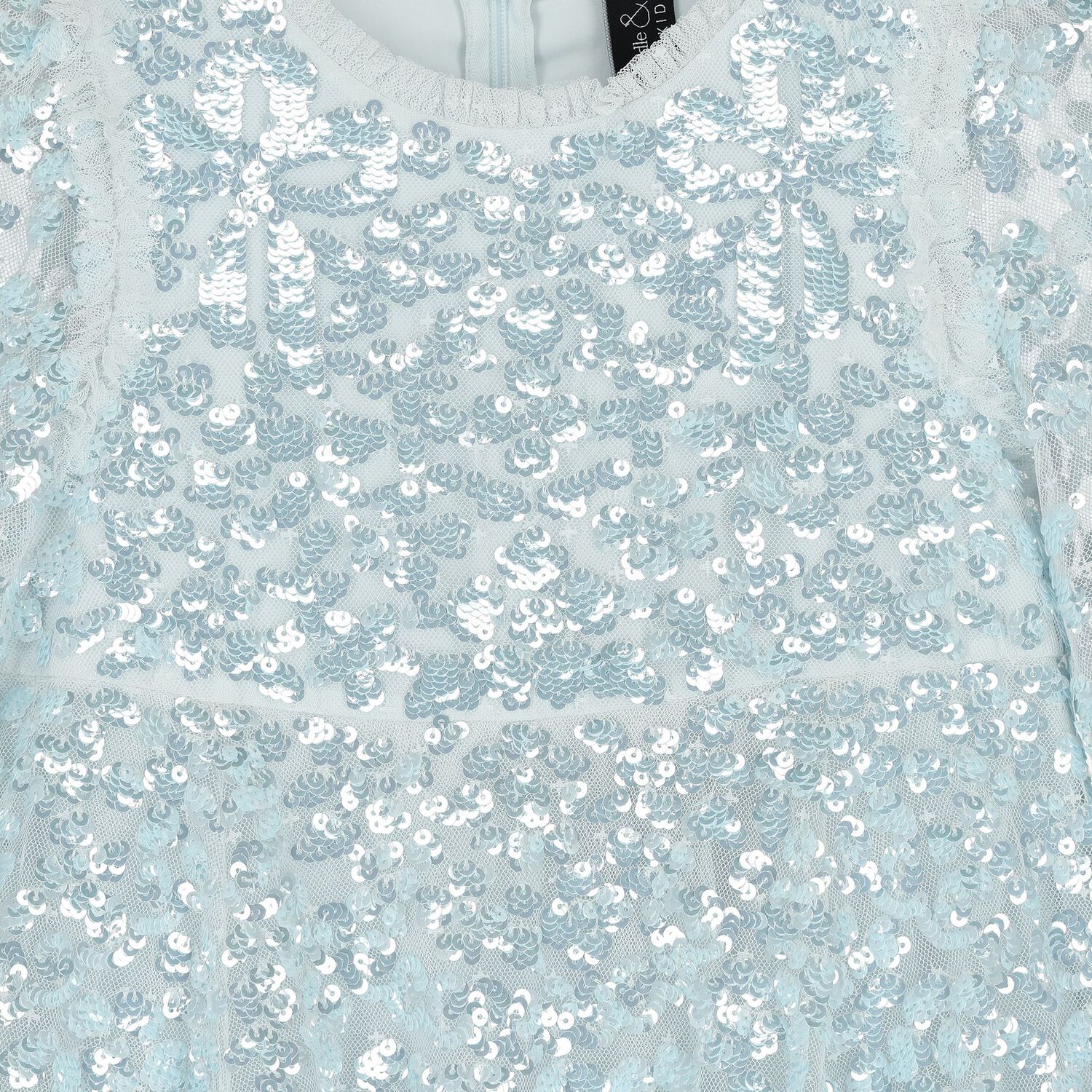 Girls Blue Sequin Embellished Dress, 1, hi-res