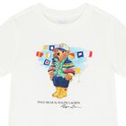 تيشيرت بولو أولاد بشعار تيدي بير باللون الأبيض, 1, hi-res