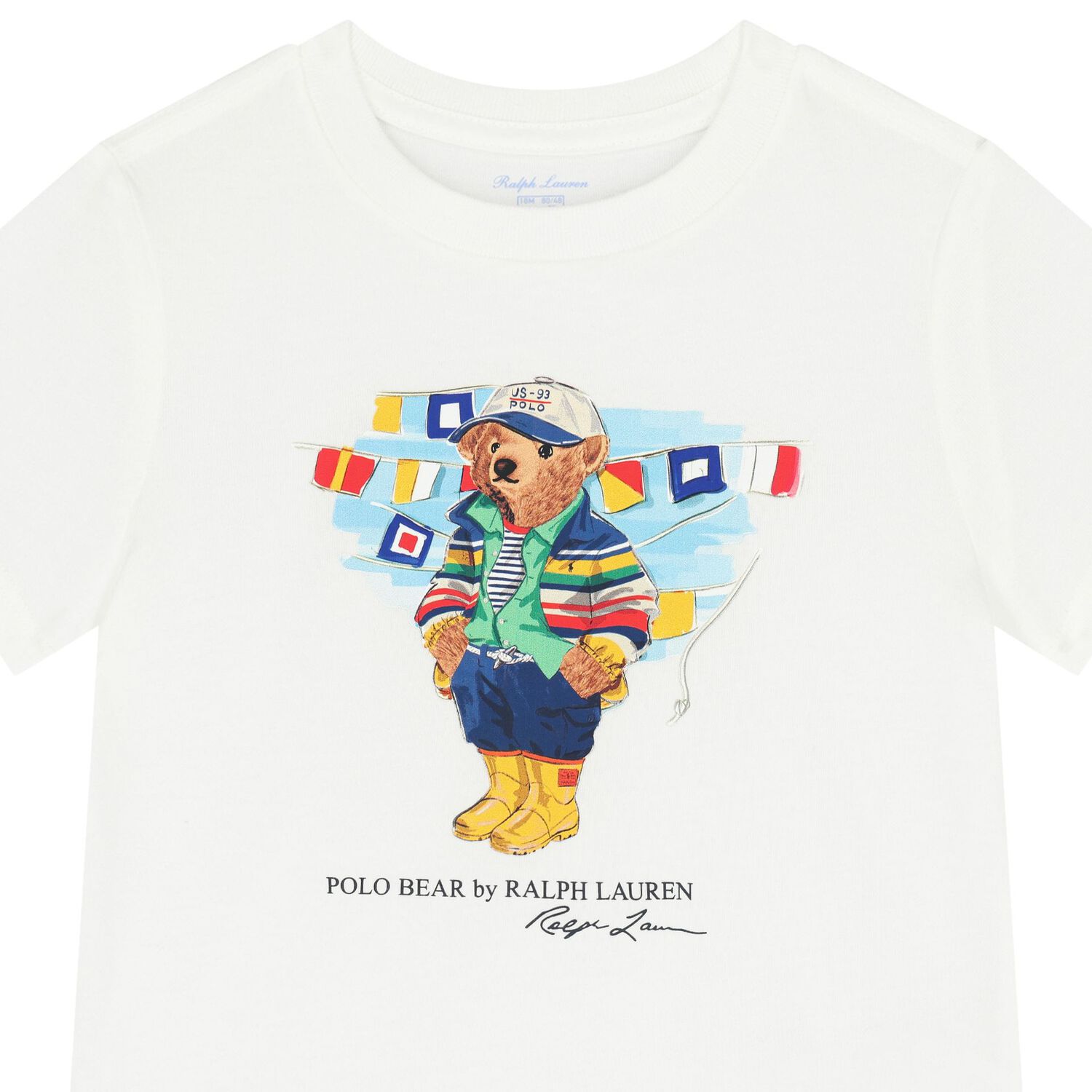 تيشيرت بولو أولاد بشعار تيدي بير باللون الأبيض, 1, hi-res