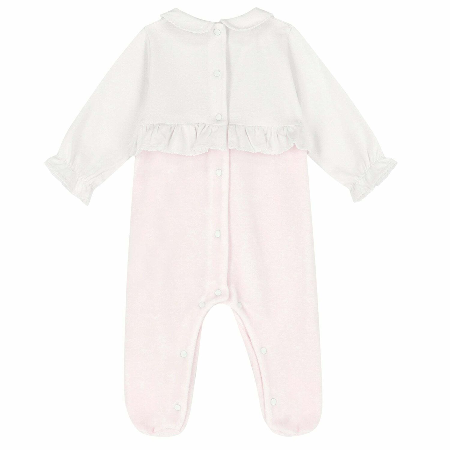 Baby Girls White & Pink Babygrow, 1, hi-res