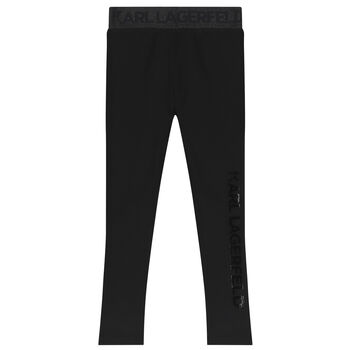 Girls Black Logo Leggings