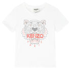 Girls White Tiger T-Shirt, 1, hi-res