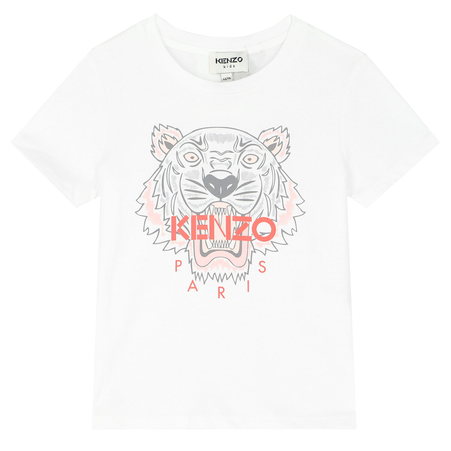 Girls White Tiger T-Shirt, 1, hi-res