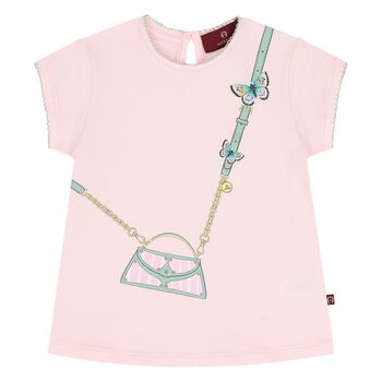 Younger Girls Pink Bag Logo T-Shirt