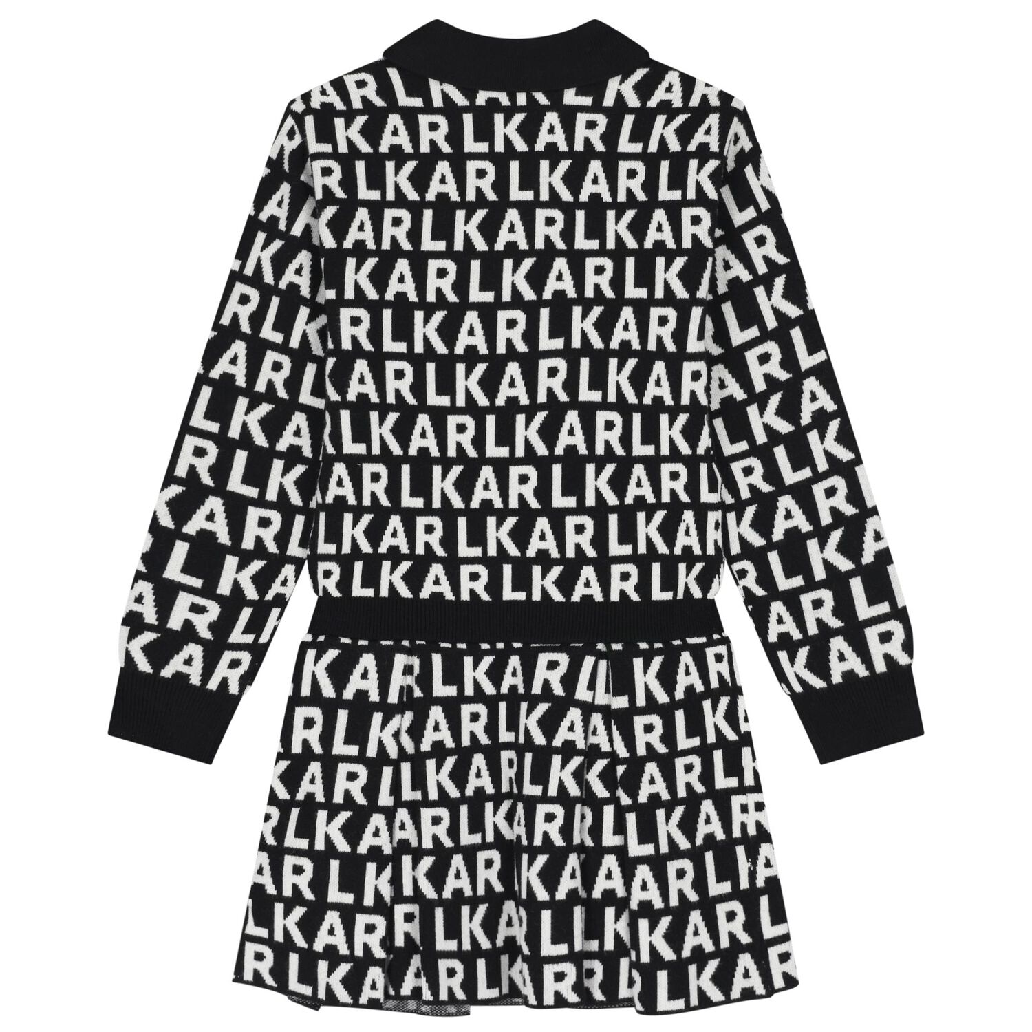 Girls Black & White Logo Polo Dress, 1, hi-res