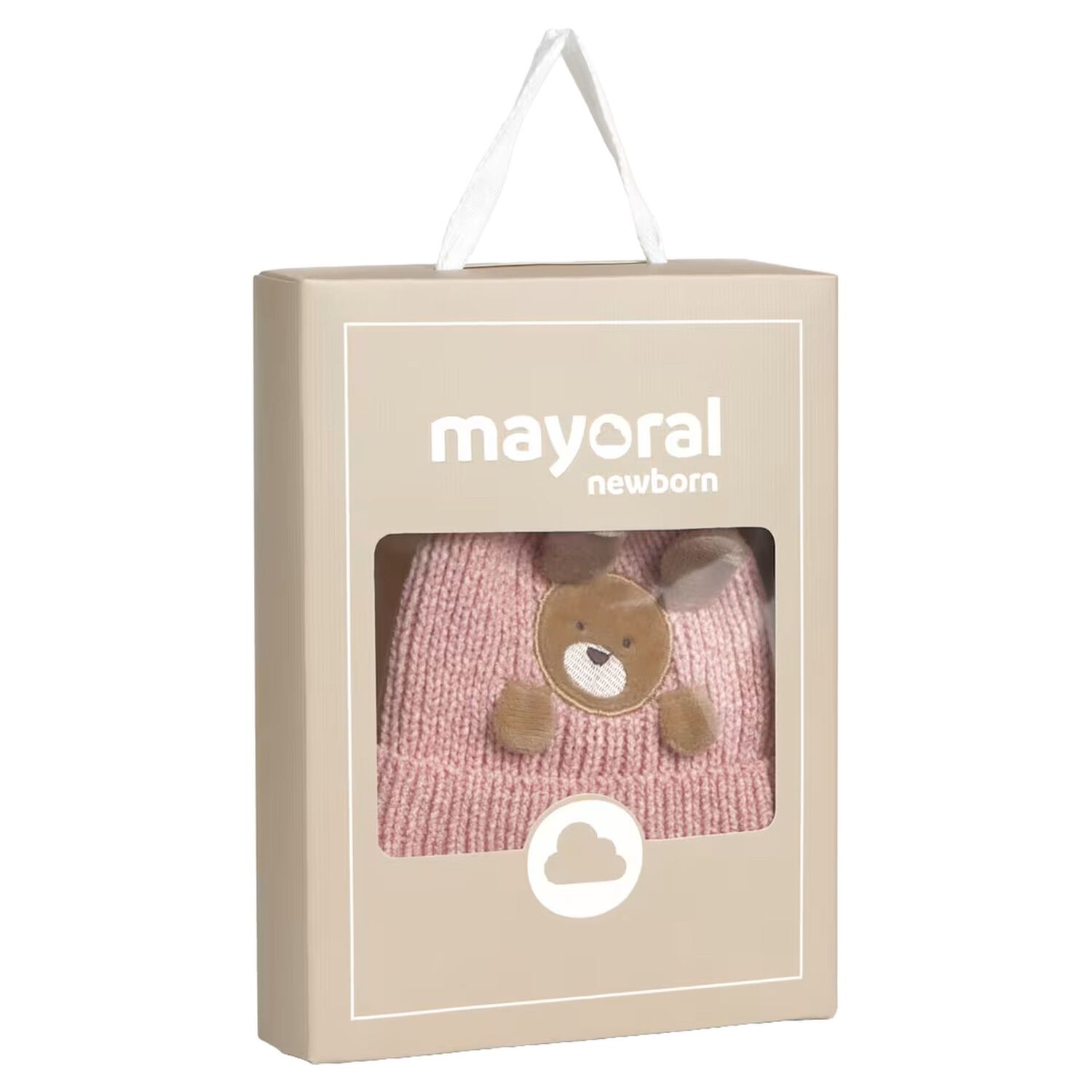 Baby Girls Pink Puppy Knitted Hat & Socks Set, 2, hi-res