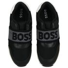 Boys Black Logo Trainers, 1, hi-res